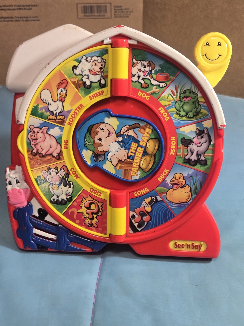 Farm Animal Learning Spinner Toy - Red & Yellow
